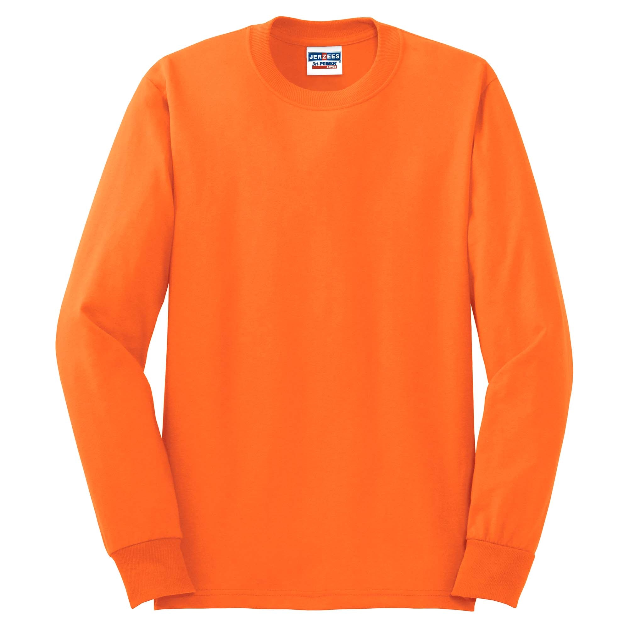 JERZEES® – Dri-Power® 50/50 Cotton/Poly Long Sleeve T-Shirt Safety Orange