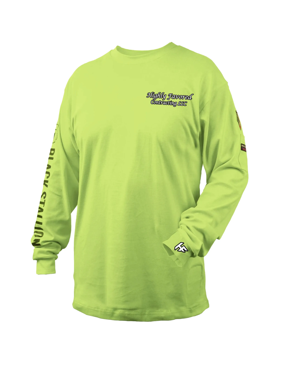 Black Stallion FR Cotton 7 oz Knit Long-Sleeve T-Shirt, Safety Lime