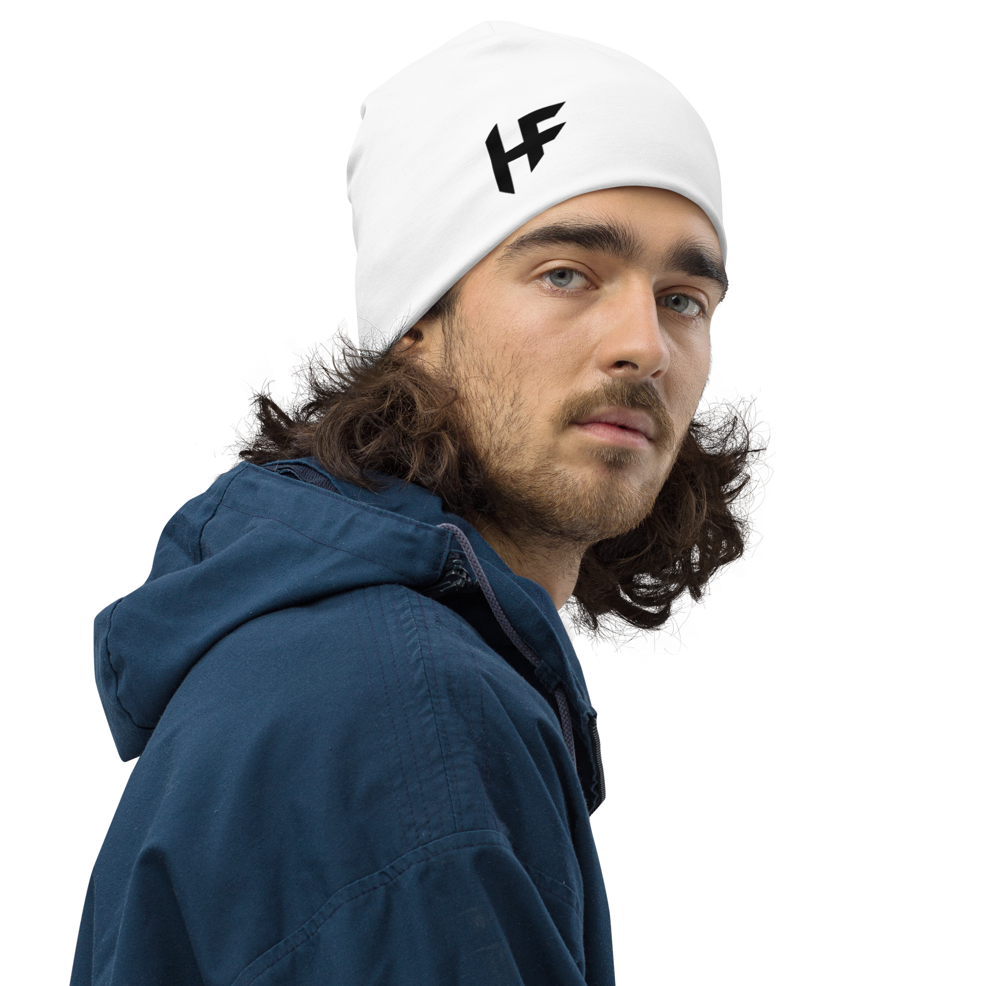 Highly Favored Beanie in White & Black