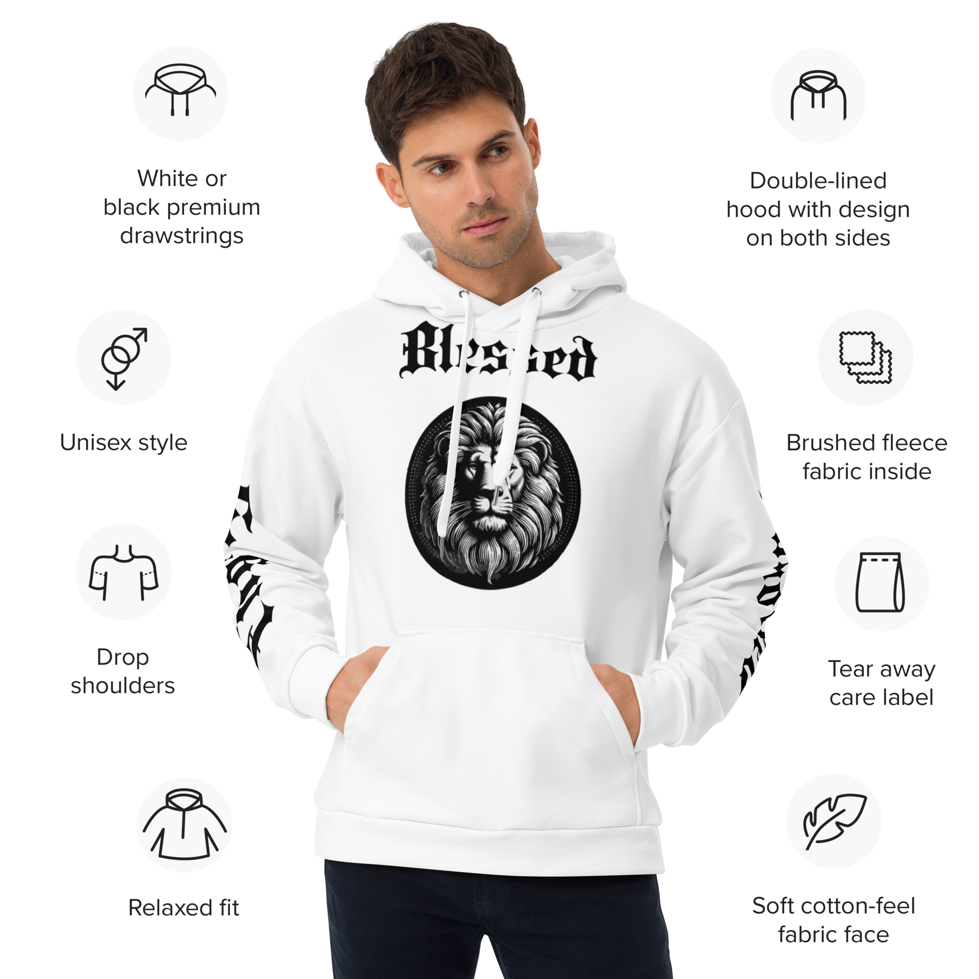 Highly Favored Mens White Hoddie